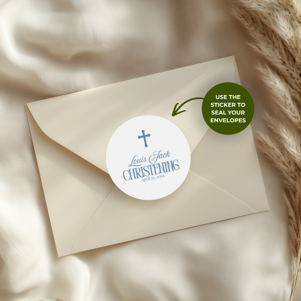 Simple Cross | Name & Date | Personalized Baptism Stickers