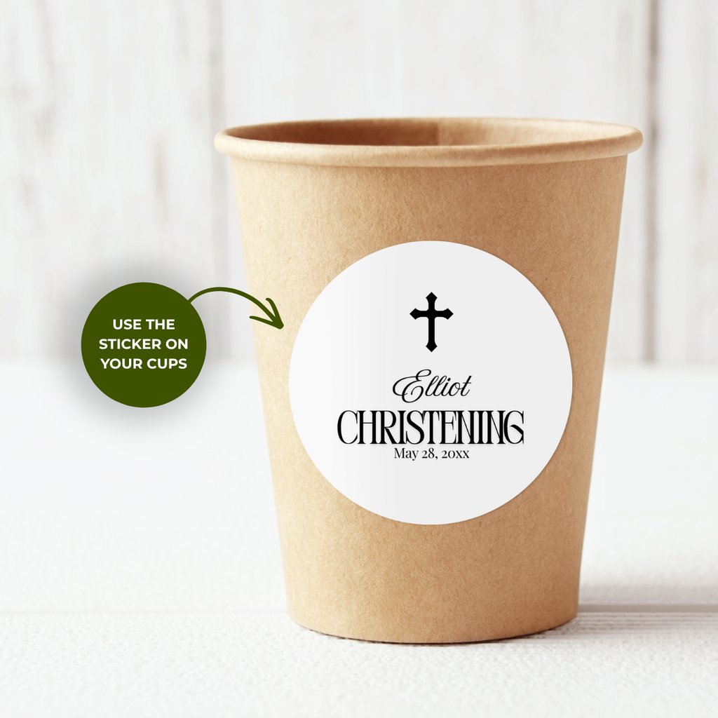 Simple Cross | Name & Date | Personalized Baptism Stickers
