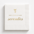 She's Tying Up Her Seventies | Personalized 80th Birthday Napkins