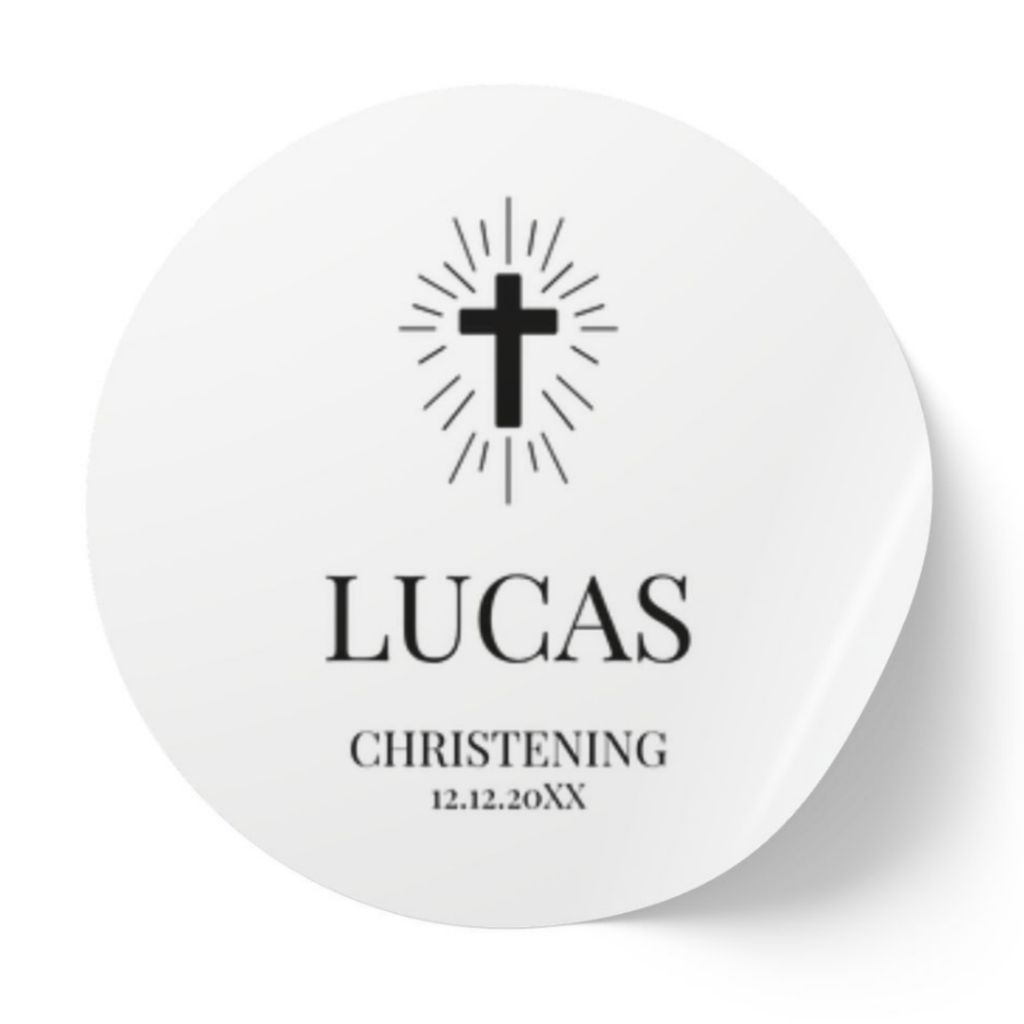 Radiant Cross | Name & Date | Personalized Baptism Stickers