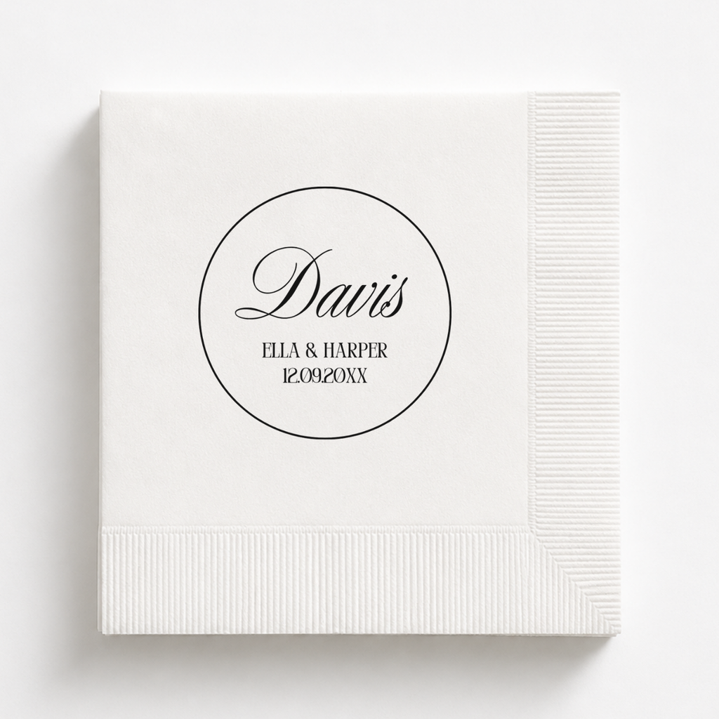 Circle Monogram & Names | Names & Date | Personalized Wedding Napkins