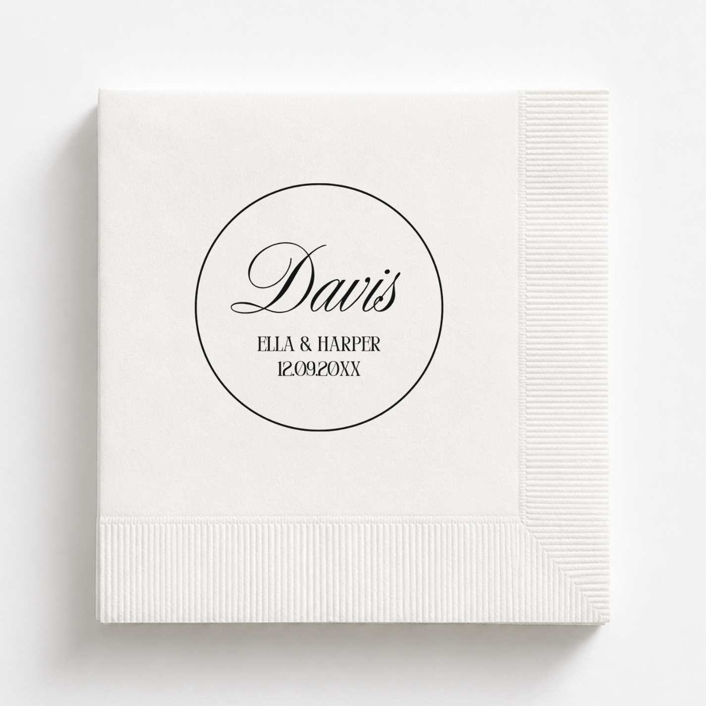 Circle Monogram & Names | Names & Date | Personalized Wedding Napkins