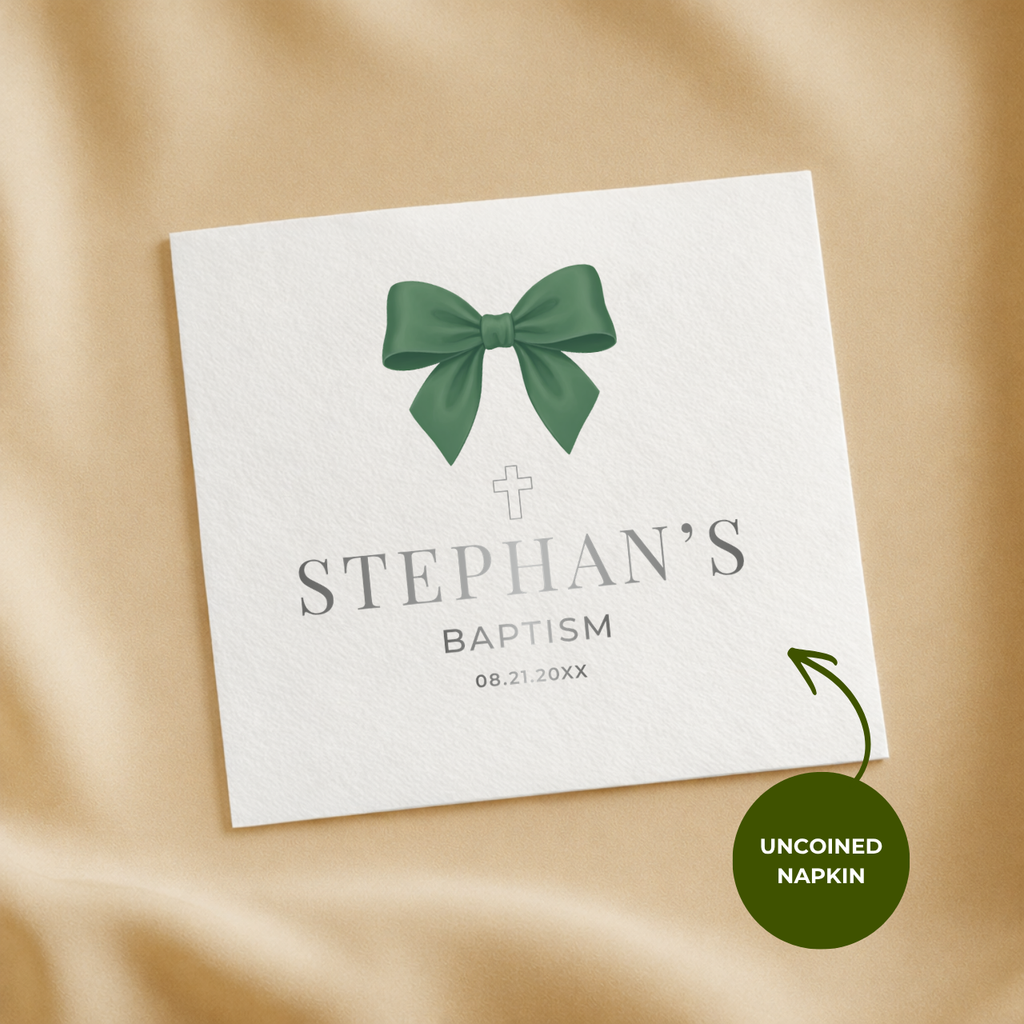 Satin Bow | Name & Date | Personalized Baptism Napkins