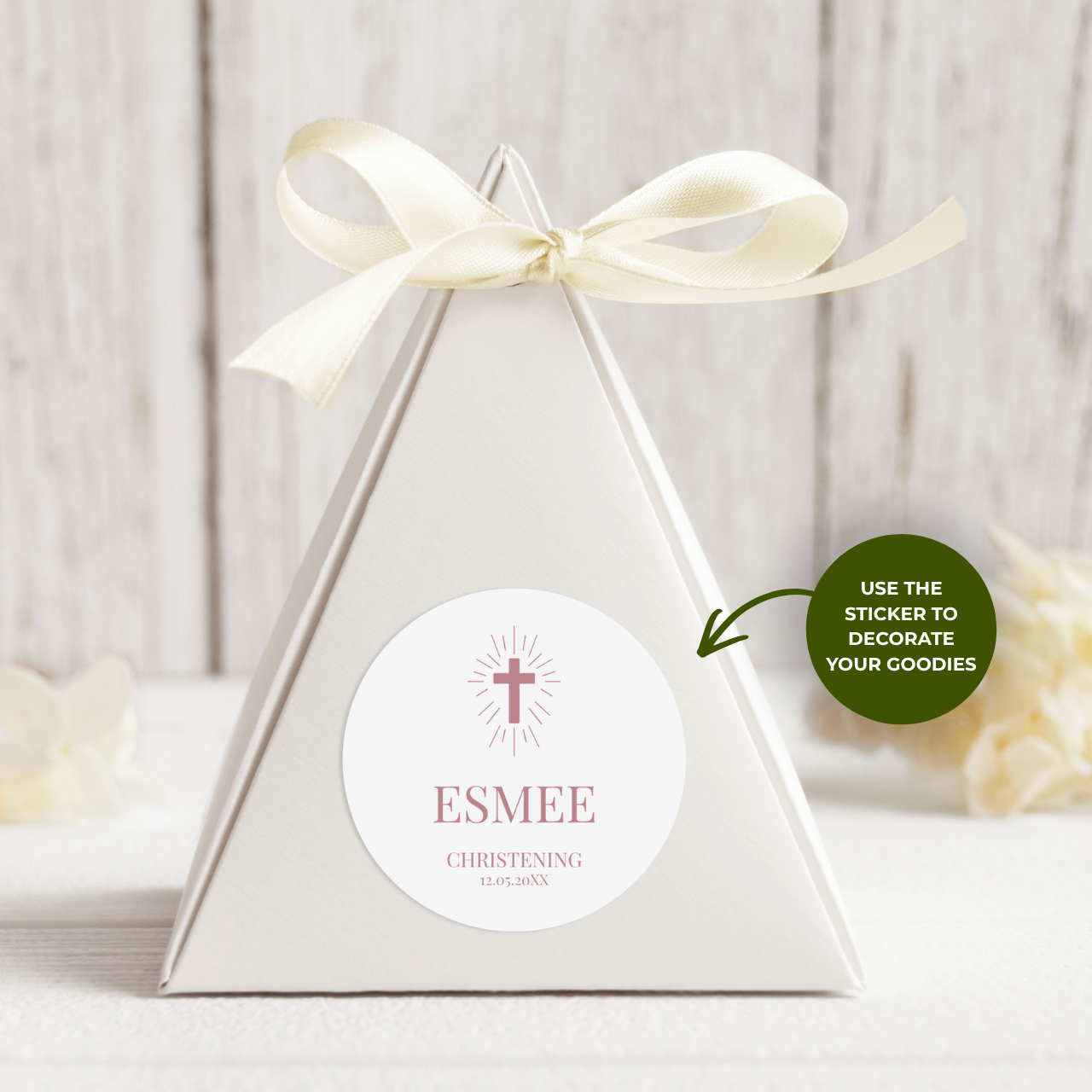 Radiant Cross | Name & Date | Personalized Baptism Stickers