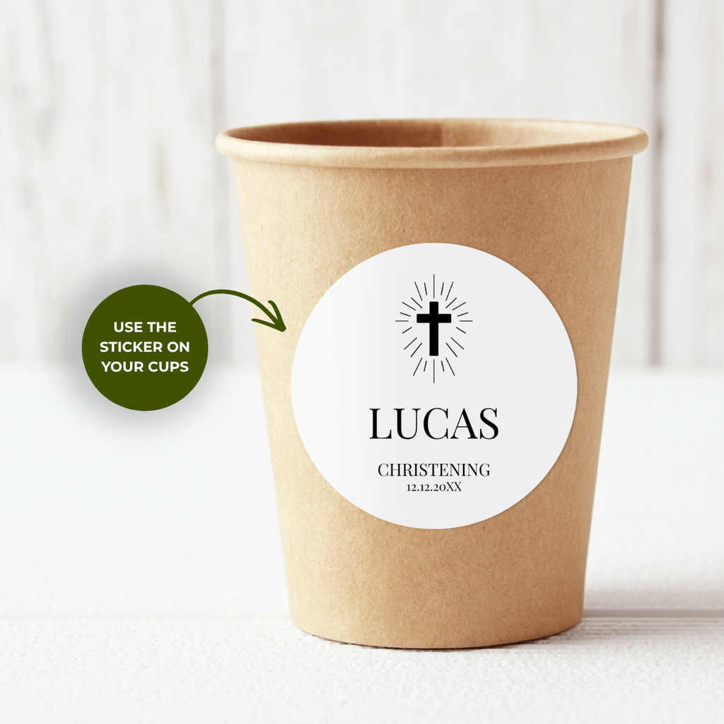 Radiant Cross | Name & Date | Personalized Baptism Stickers