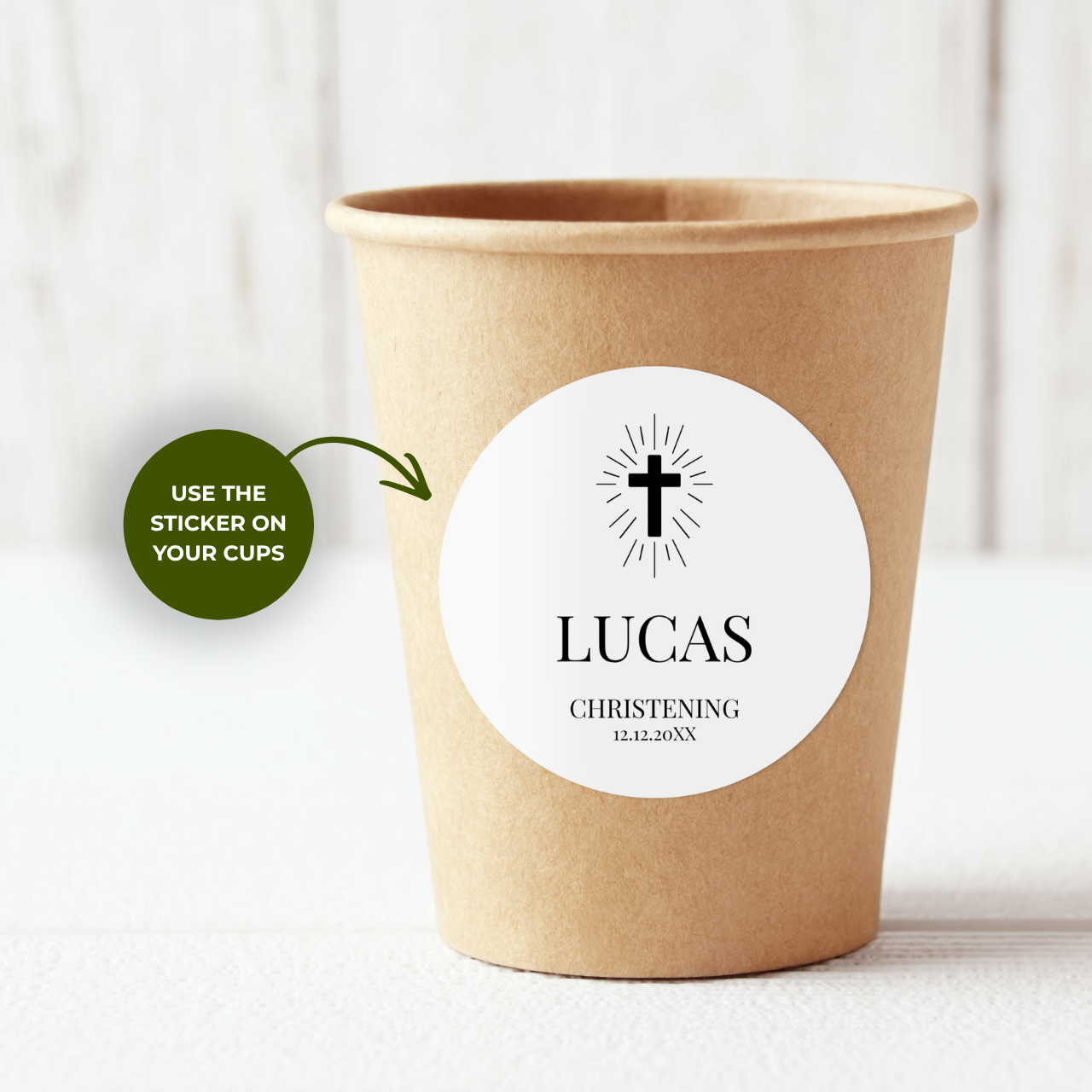 Radiant Cross | Name & Date | Personalized Baptism Stickers
