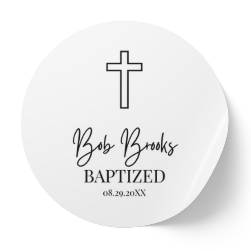 Outline Cross Christening | Name & Date | Personalized Baptism Stickers