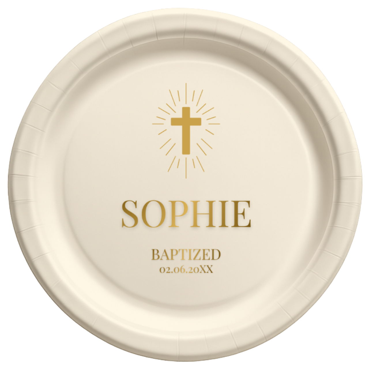 Radiant Cross | Name & Date | Personalized Baptism Plates