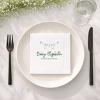Close-up of the Baby Clothesline design on personalized baby shower napkins