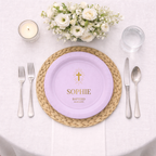 Radiant Cross | Name & Date | Personalized Baptism Plates