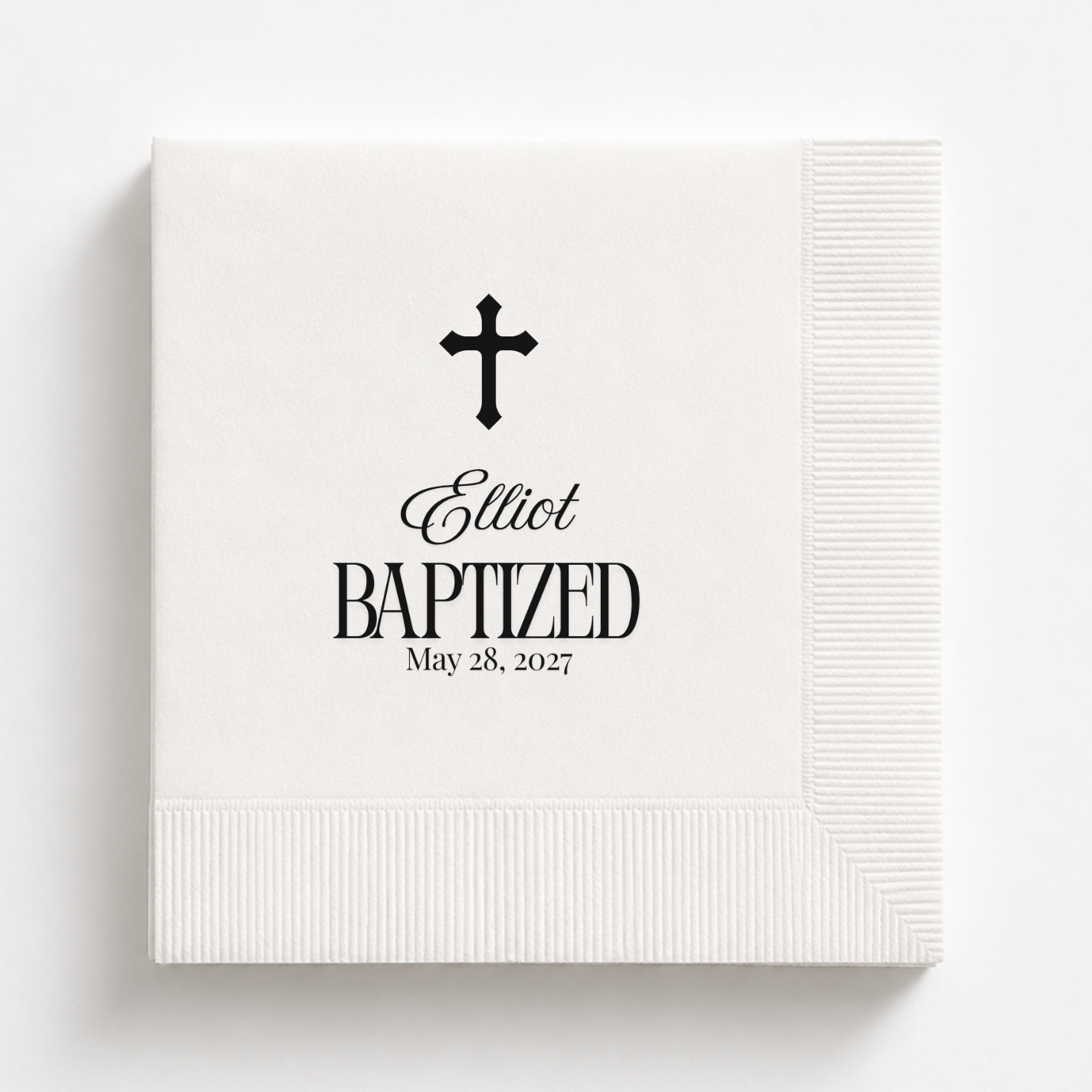 Simple Cross | Name & Date | Personalized Baptism Napkins