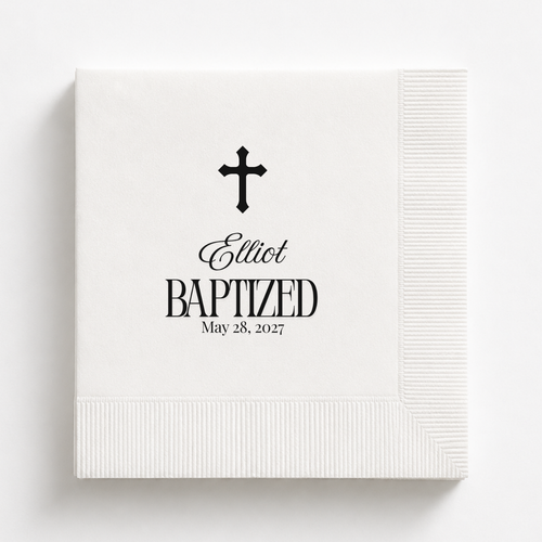 Simple Cross | Name & Date | Personalized Baptism Napkins