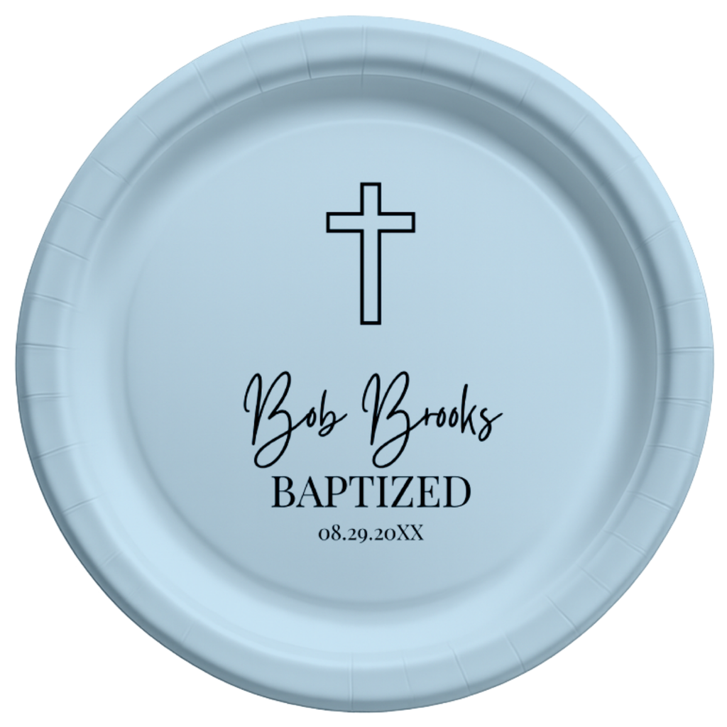 Outline Cross | Name & Date | Personalized Baptism Plates