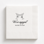 We're Engaged Martini Toast engagement napkins personalized with names