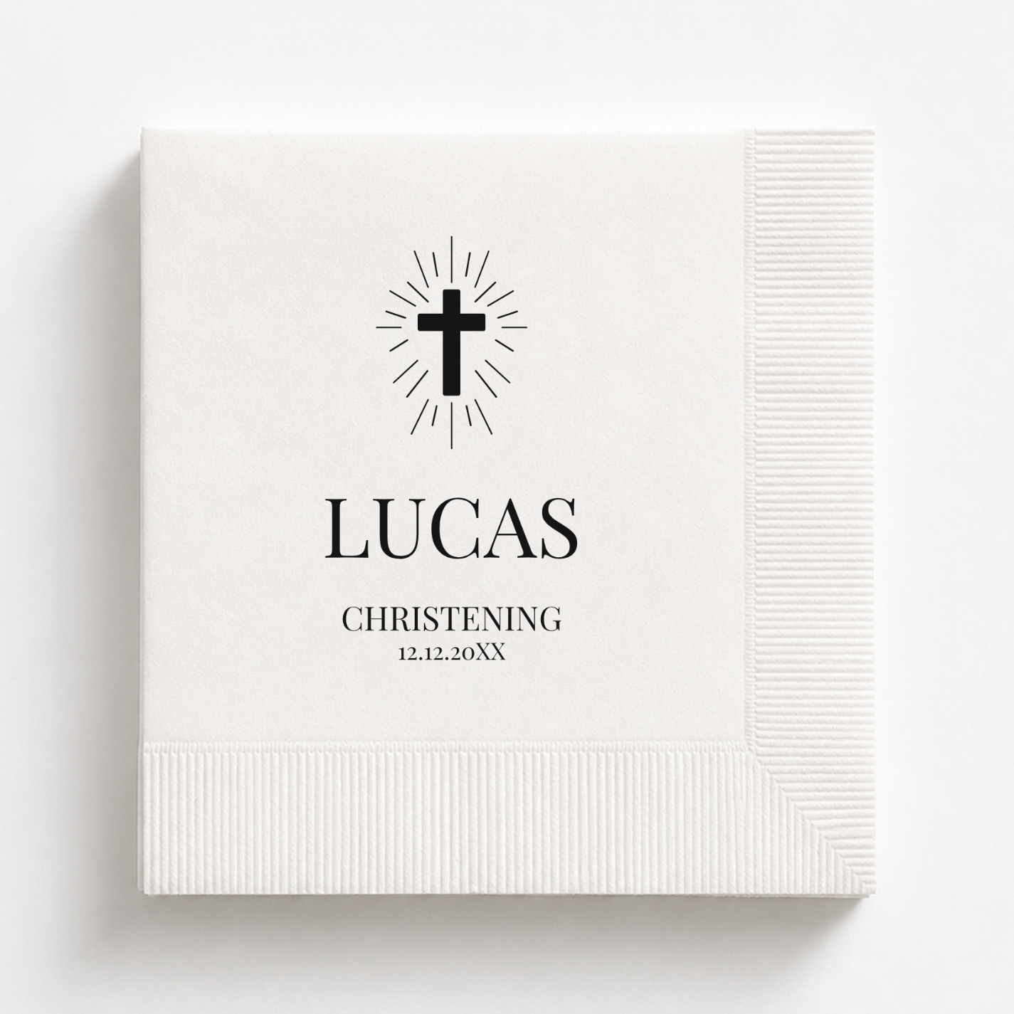 Radiant Cross | Name & Date | Personalized Baptism Napkins