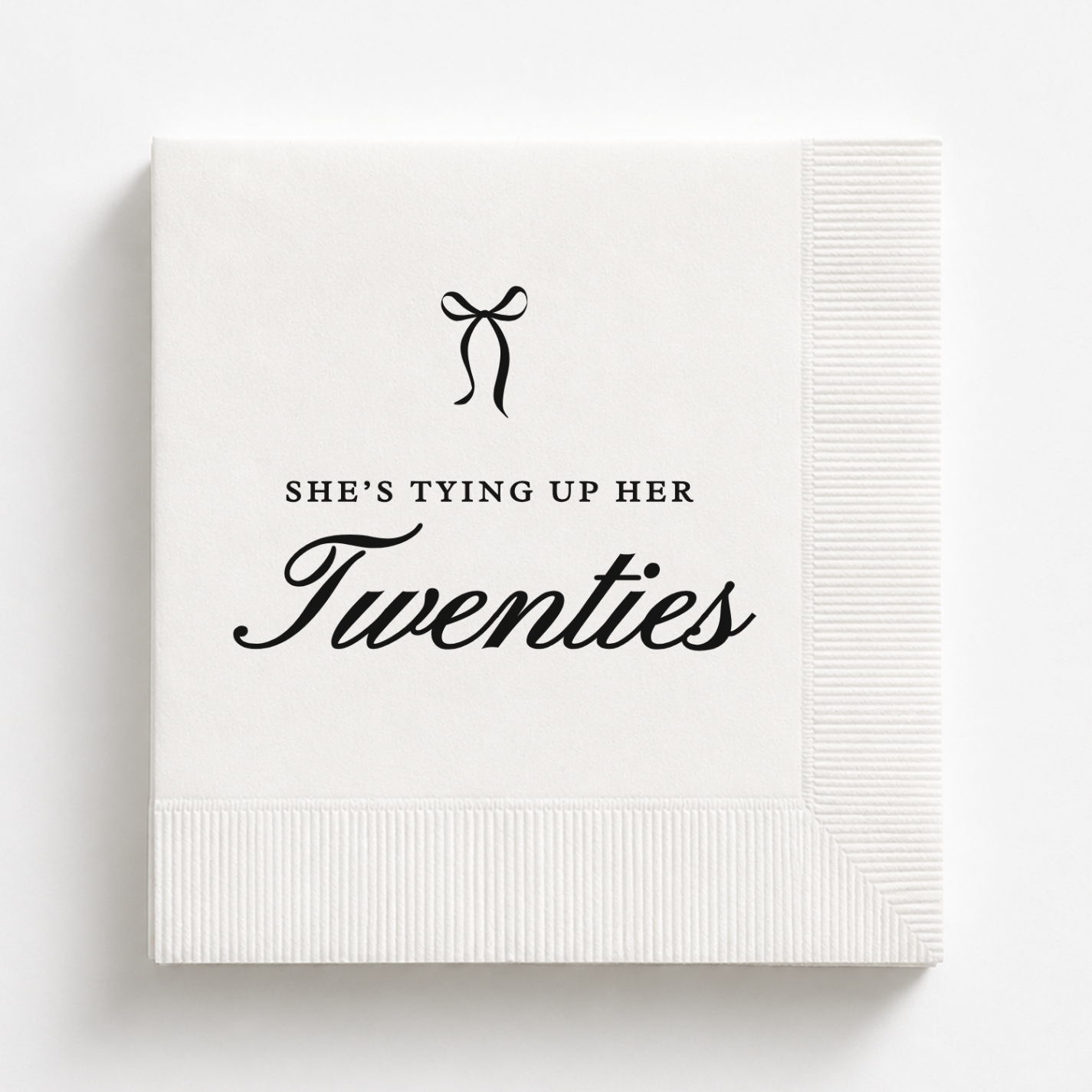 She's Tying Up Her Twenties | Personalized 30th Birthday Napkins