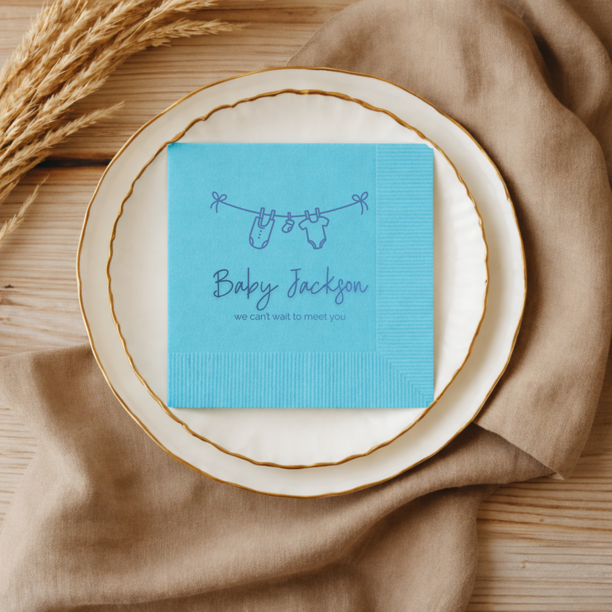 Baby Clothesline baby shower napkins for the dessert table