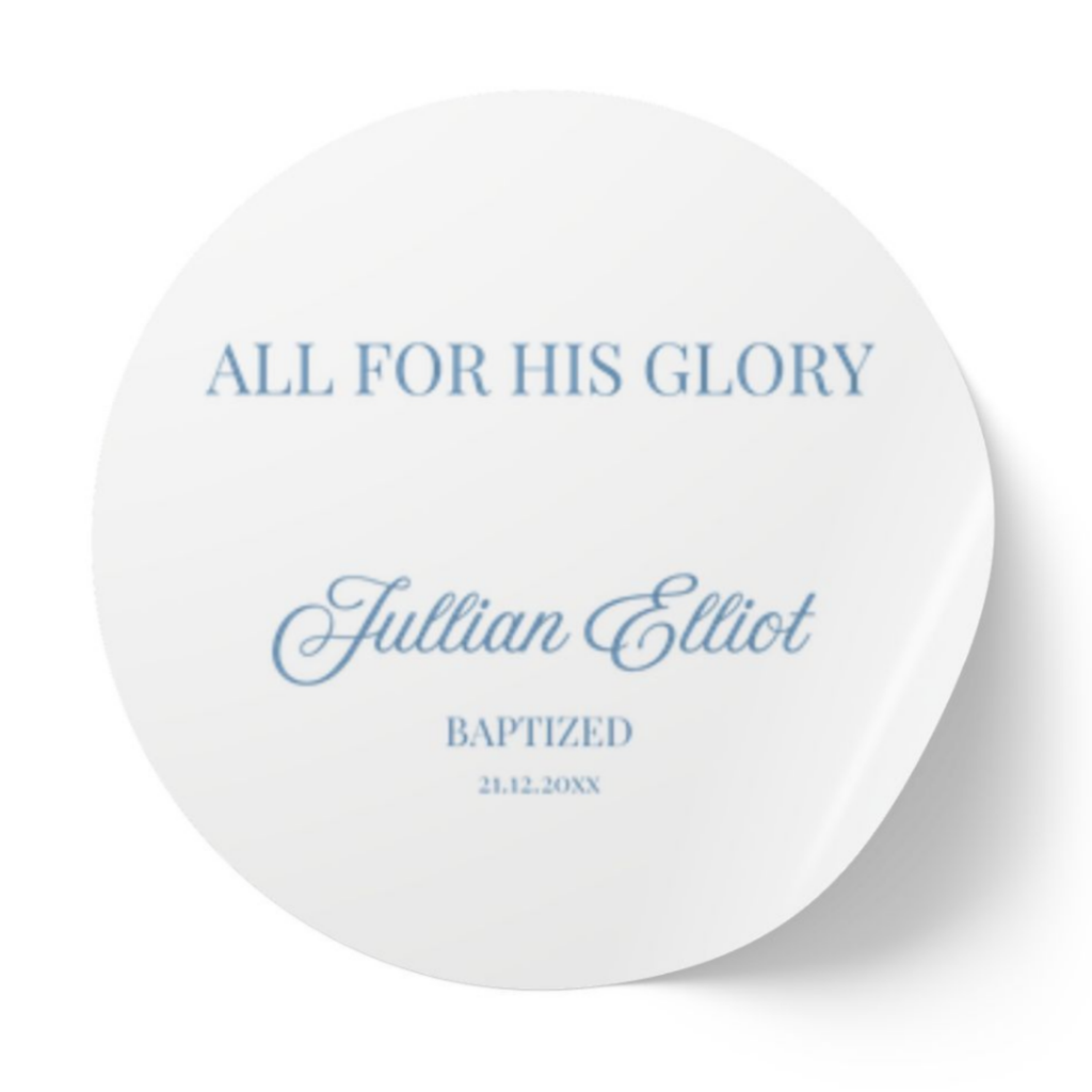 All For His Glory | Name & Date | Personalized Baptism Stickers