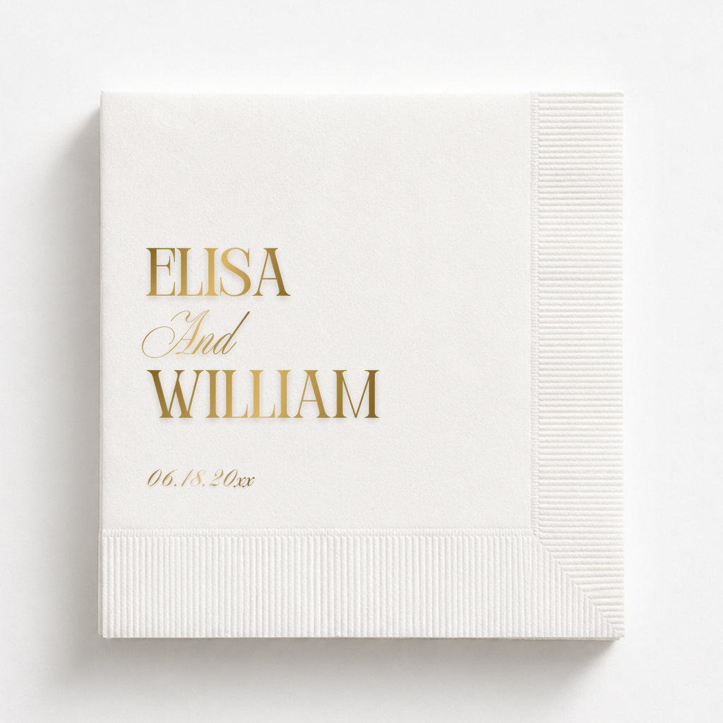 Stacked First Names | Names & Date | Personalized Wedding Napkins