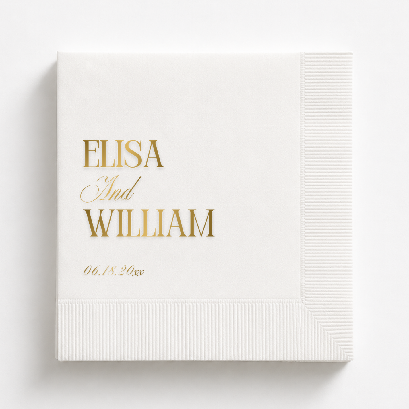 Stacked First Names | Names & Date | Personalized Wedding Napkins