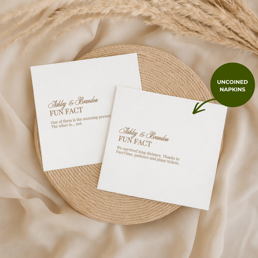Elegant Fun Fact | Names & Your Fun Fact | Personalized Wedding Napkins
