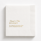 Elegant Fun Fact | Names & Your Fun Fact | Personalized Wedding Napkins