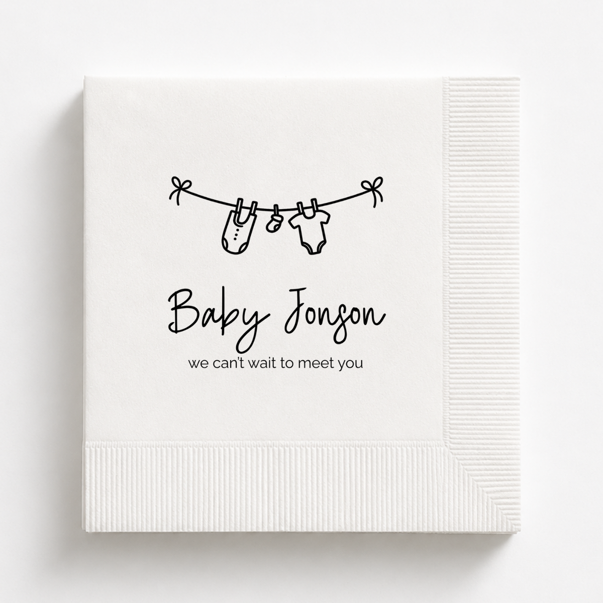 Baby Clothesline baby shower napkins personalized with a name and date