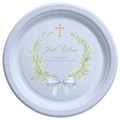 Greenery Wreath & Bow | Name & Date | Personalized Baptism Plates