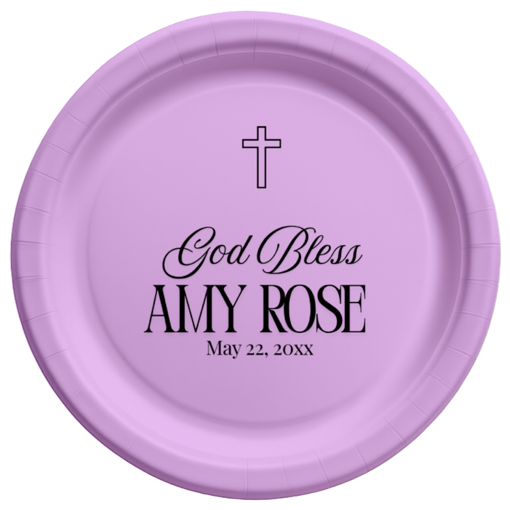 God Bless Classic | Name & Date | Personalized Baptism Plates