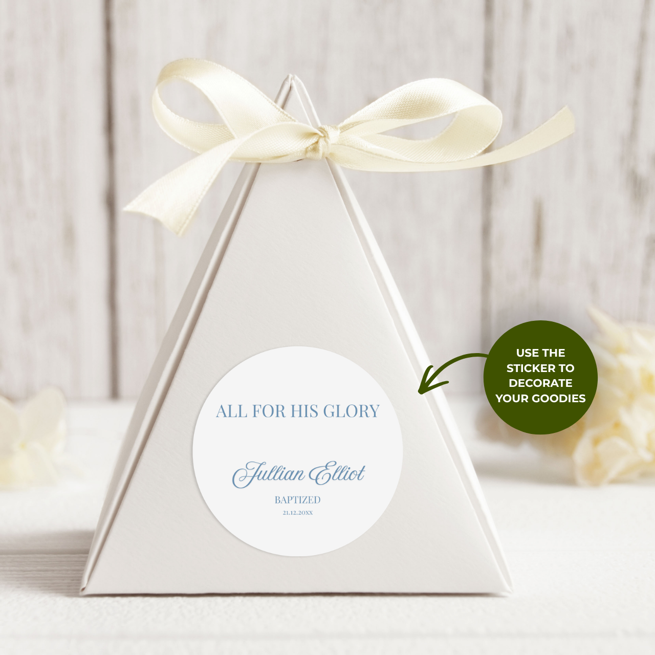 All For His Glory | Name & Date | Personalized Baptism Stickers