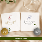 We're Engaged Ring Box engagement napkins styled on a party table
