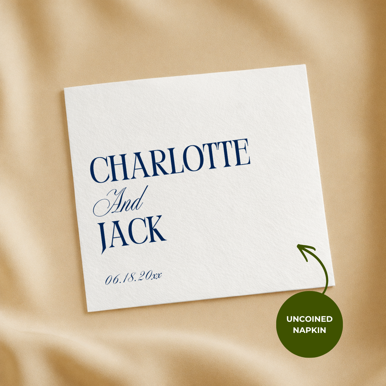 Stacked First Names | Names & Date | Personalized Wedding Napkins