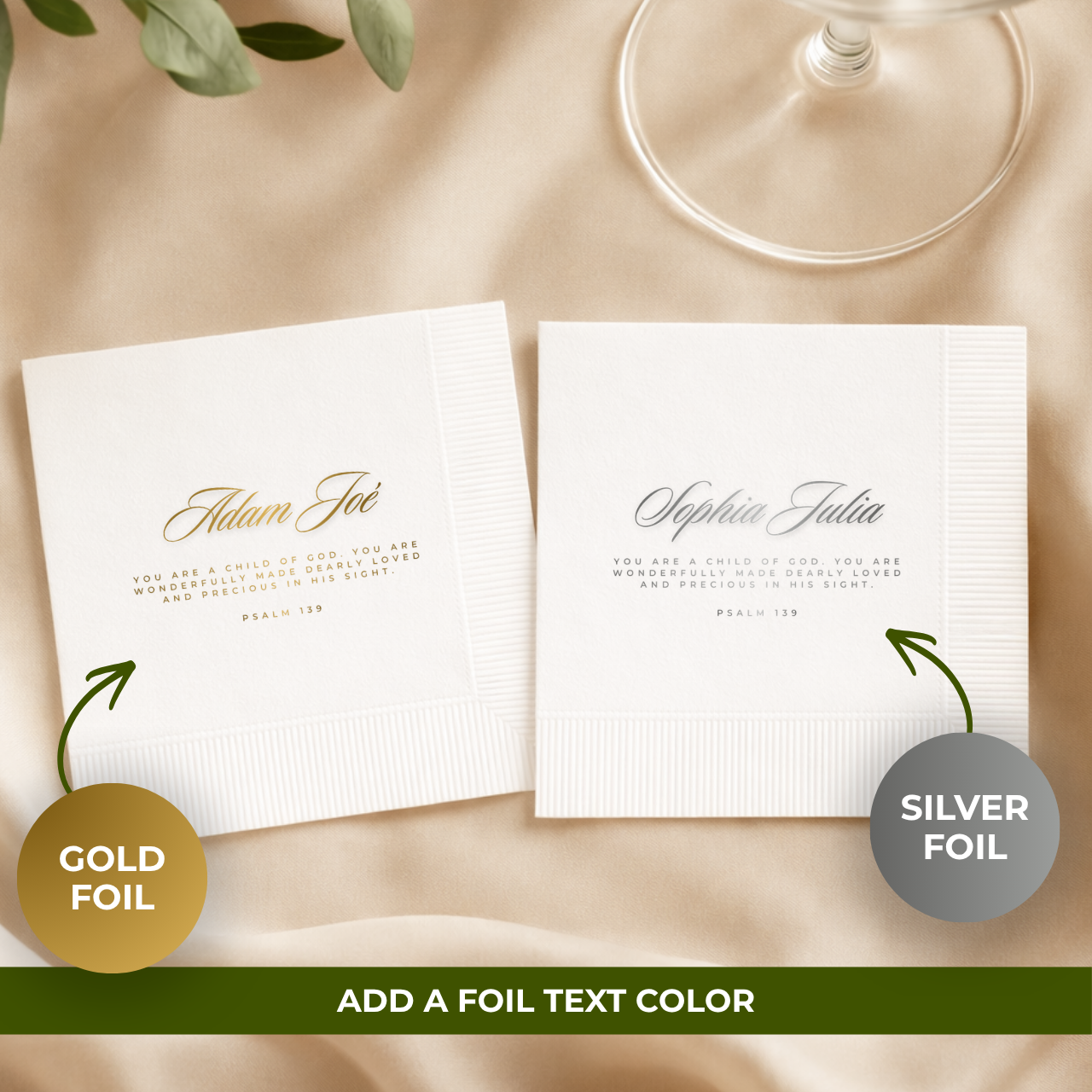 Psalm 139 | Name & Date | Personalized Baptism Napkins