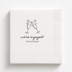 We're Engaged Champagne Toast | Names & Date | Personalized Engagement Napkins