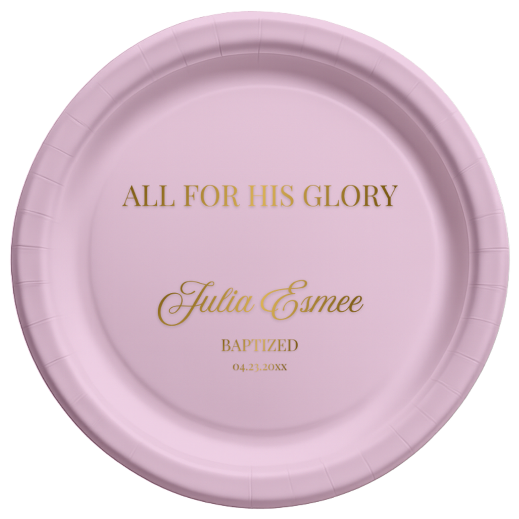 All For His Glory | Name & Date | Personalized Baptism Plates