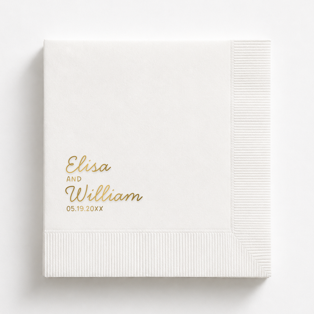 Script First Names | Names & Date | Personalized Wedding Napkins