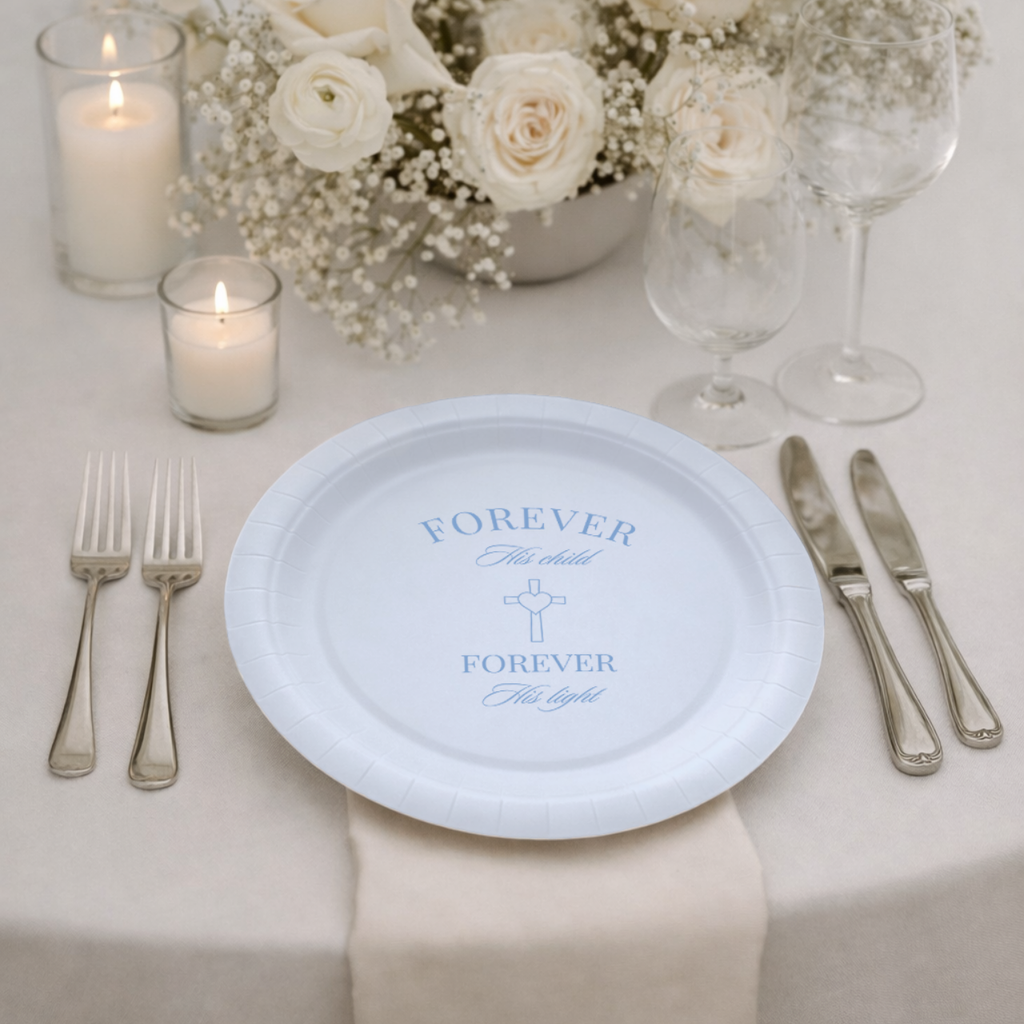 Forever His Child | Custom Wording | Personalized Baptism Plates