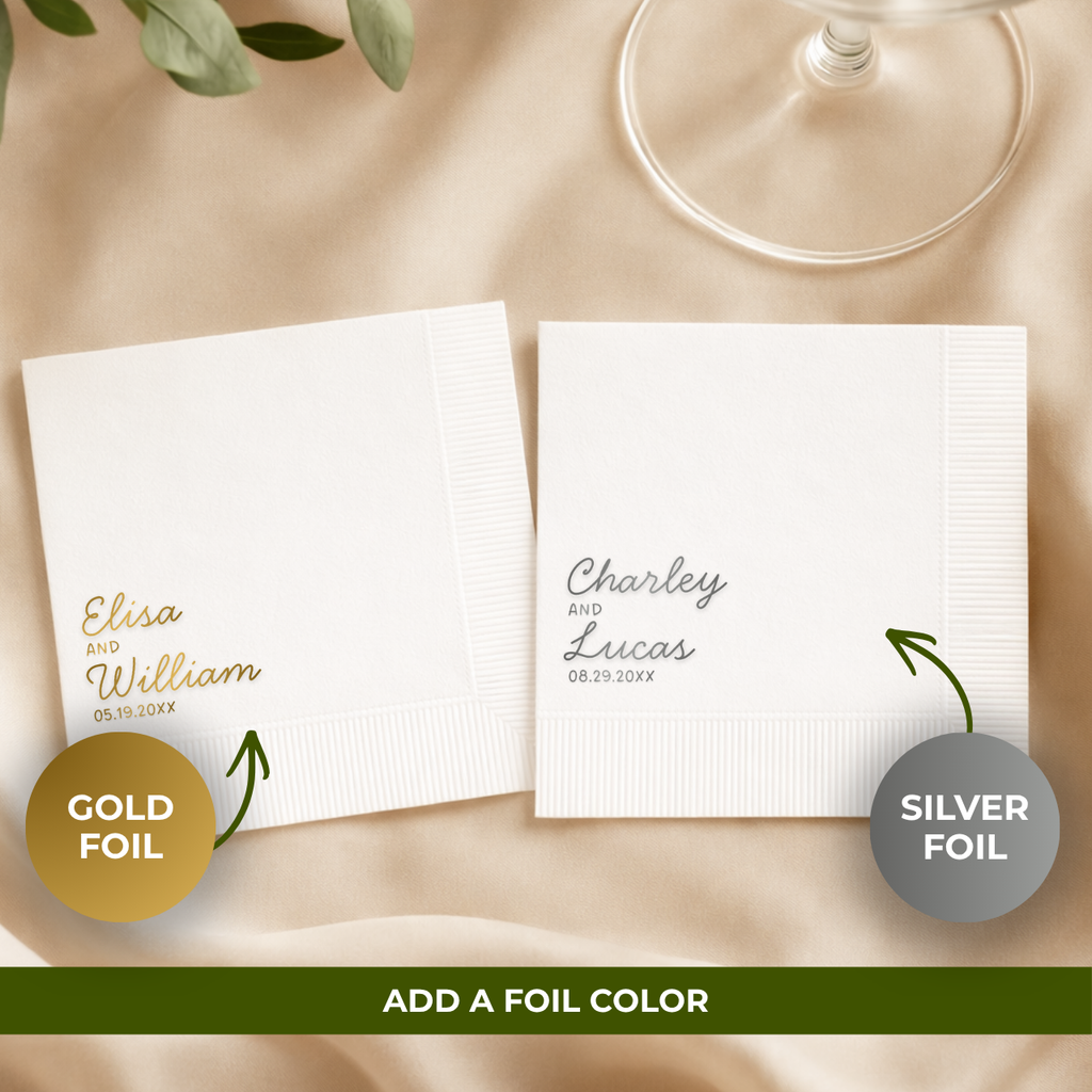 Script First Names | Names & Date | Personalized Wedding Napkins