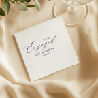 We Are Engaged Calligraphy engagement party napkins for the celebration