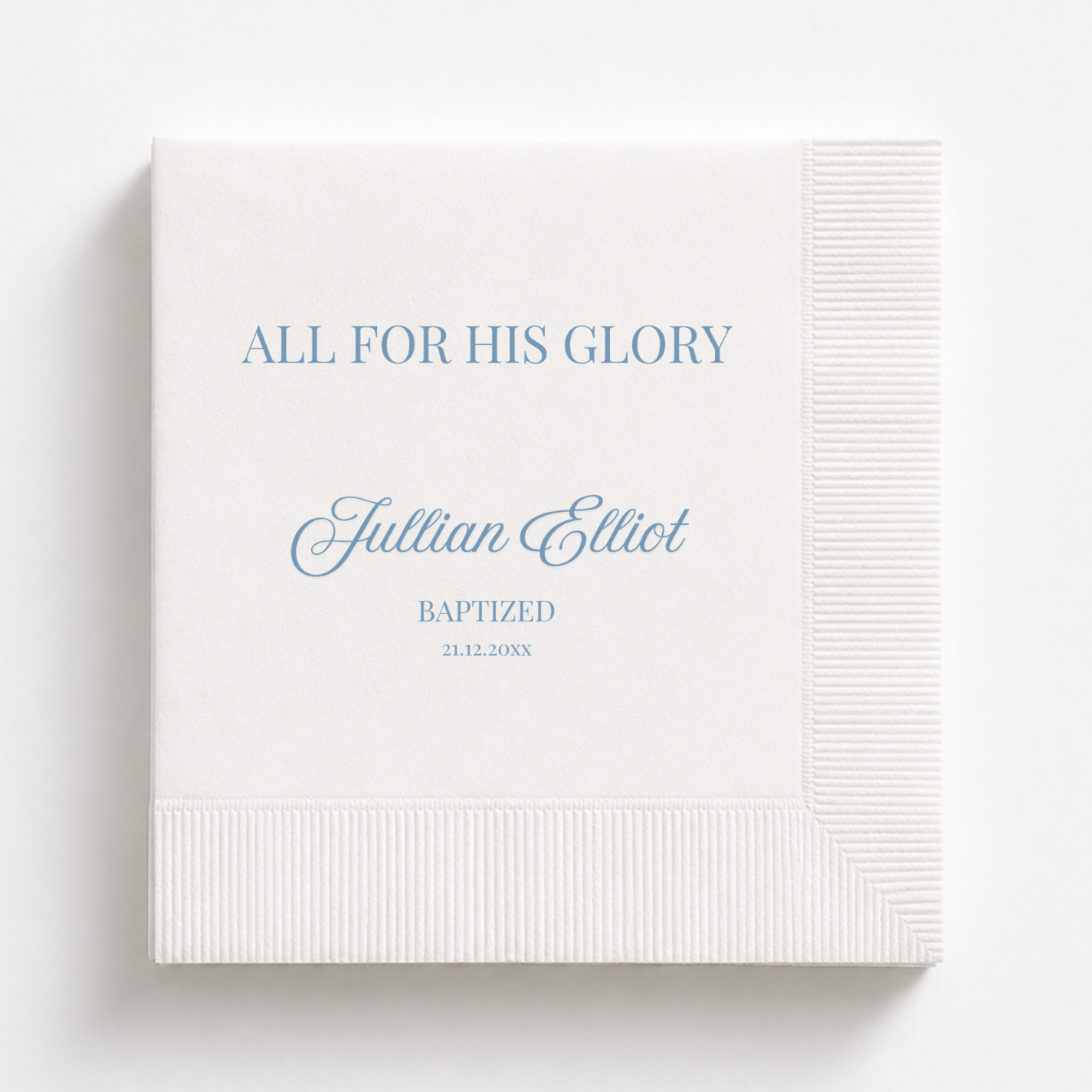 All For His Glory | Name & Date | Personalized Baptism Napkins