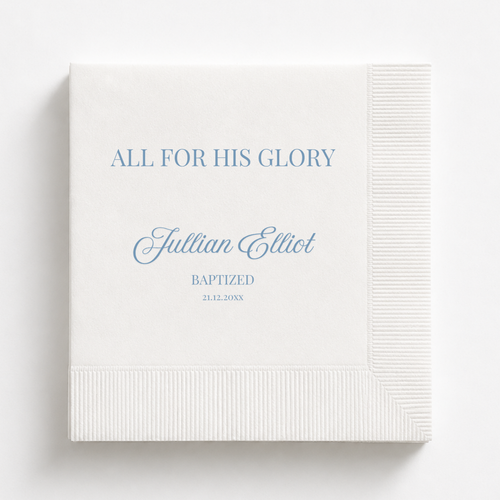 All For His Glory | Name & Date | Personalized Baptism Napkins