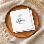 Personalized birthday party napkins with the Aged to Perfection Wine Bottle Script design