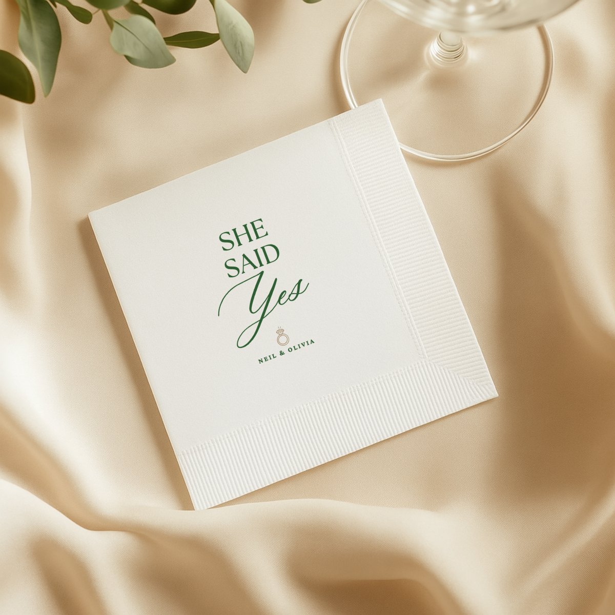 She Said Yes Ring engagement party napkins for the celebration