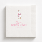 Baby Goose baby shower napkins personalized with a name and date