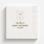 Teddy Bear baby shower napkins personalized with a name and date