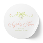 Ribbon & Cross Medallion | Name & Date | Personalized Baptism Stickers