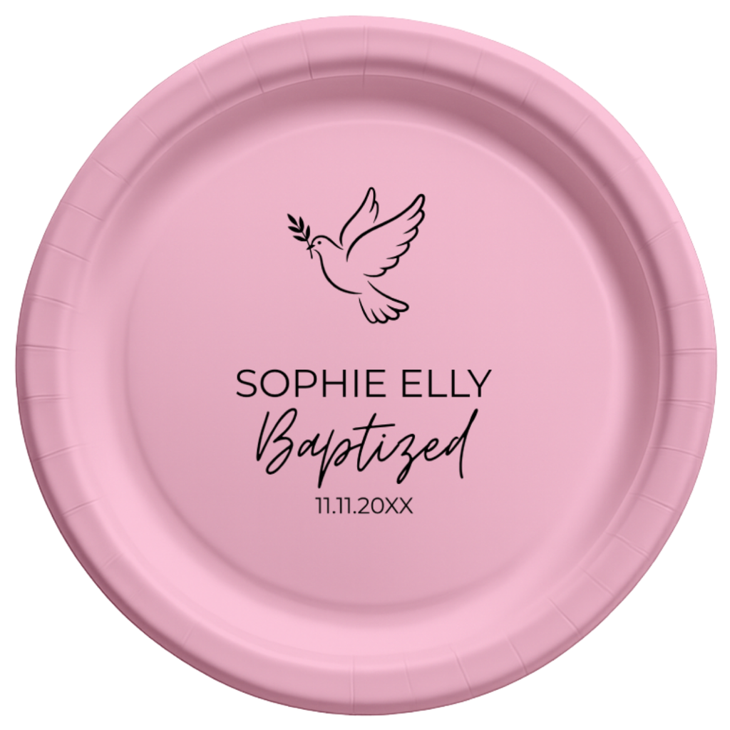 Dove | Name & Date | Personalized Baptism Plates