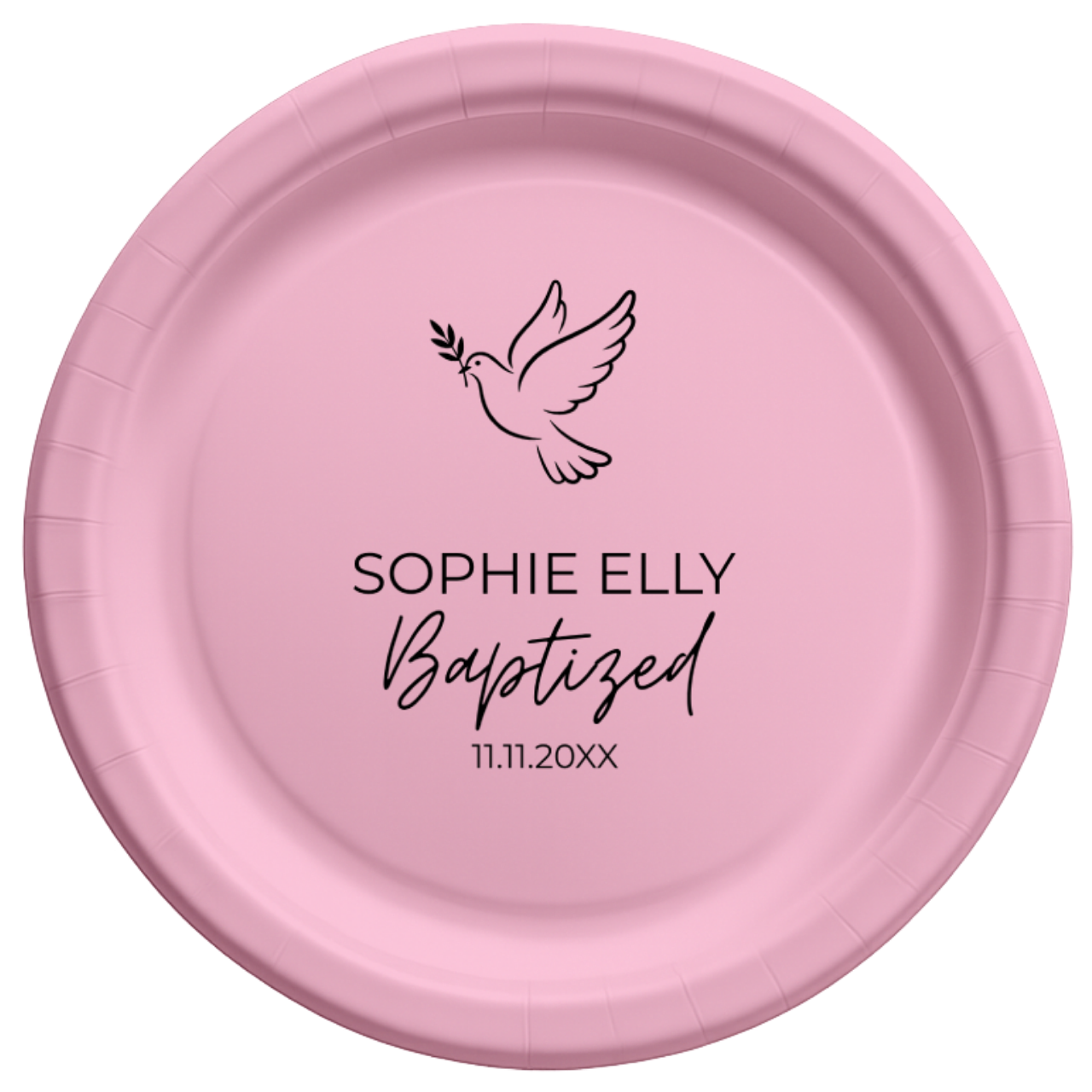 Dove | Name & Date | Personalized Baptism Plates