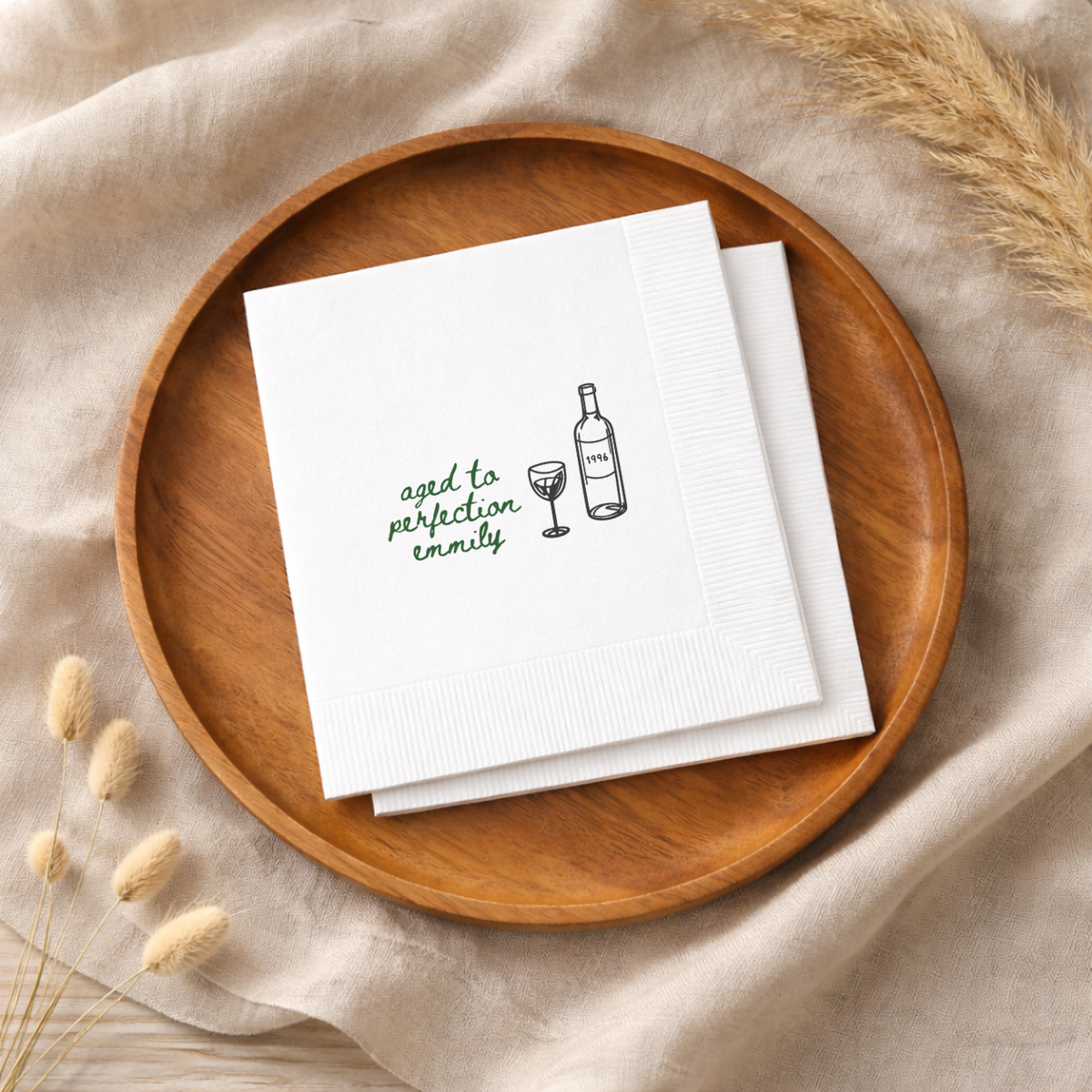 Personalized birthday party napkins with the Classic Aged to Perfection design