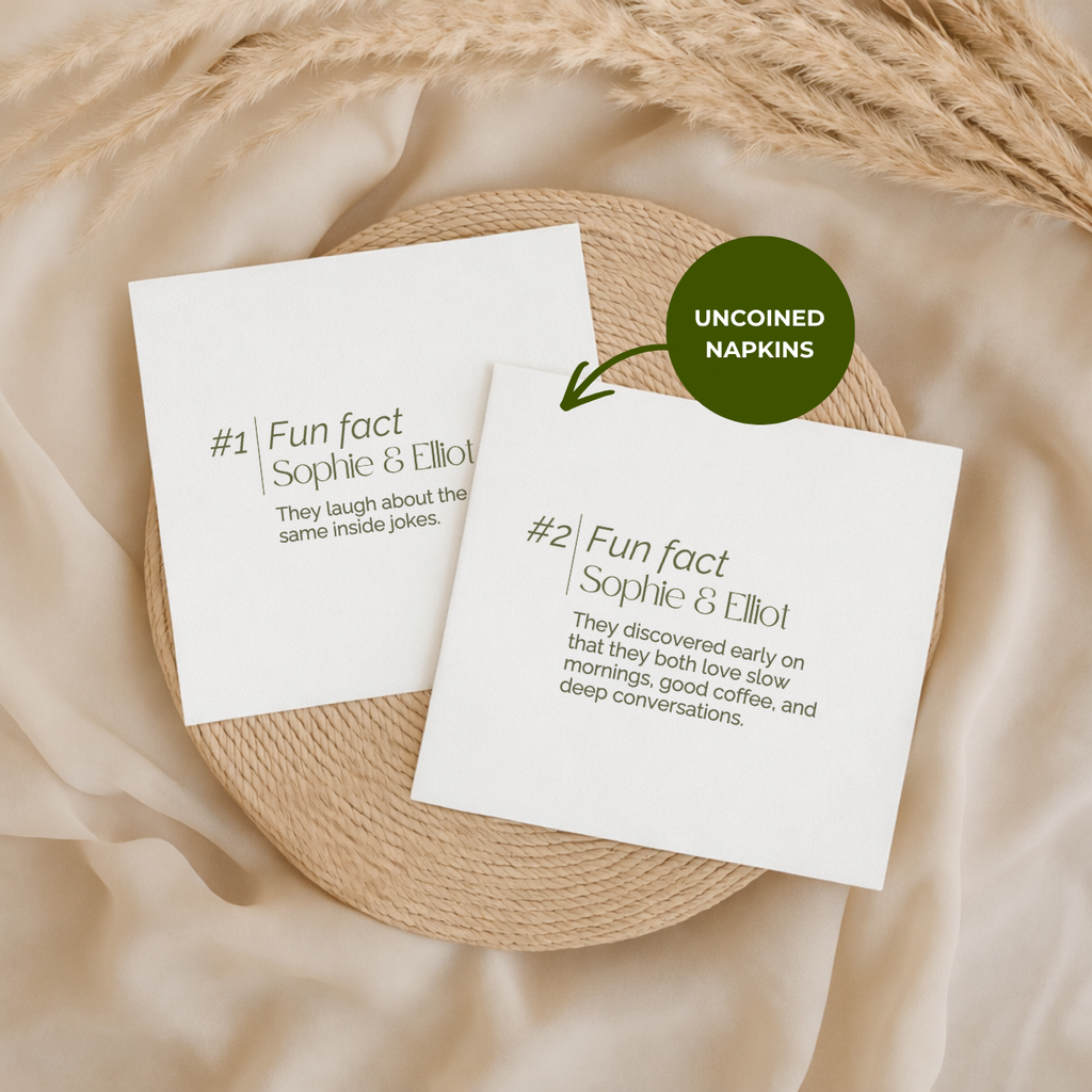 Elegant Numbered Fun Fact | Names & Your Fun Fact | Personalized Wedding Napkins